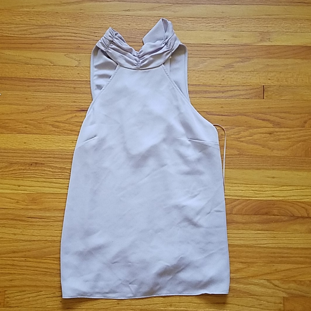 NWOT Q&A high neck purple blouse with tie back